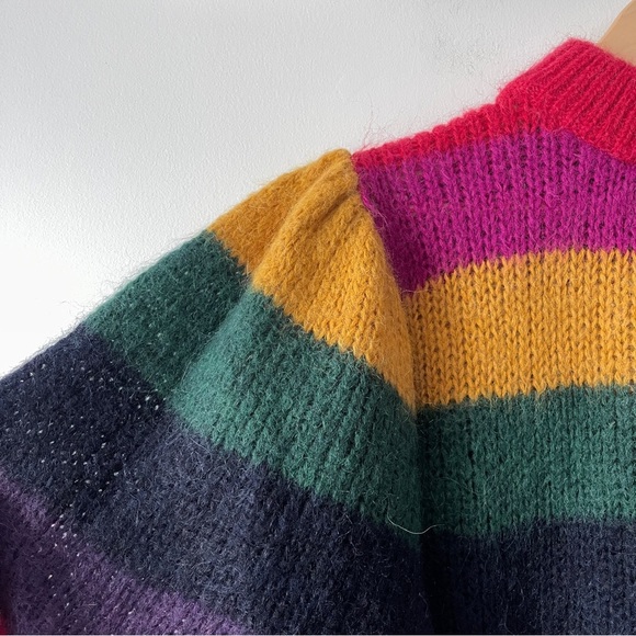 FARM Rio Striped Mohair-Merino Sweater — Size L / Large / Colourful Crewneck - Picture 6 of 9
